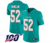 Men's Miami Dolphins #52 Raekwon McMillan Aqua Green Team Color Vapor Untouchable Limited Player 100th Season Football Je