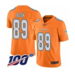 Men's Miami Dolphins #89 Dwayne Allen Limited Orange Rush Vapor Untouchable 100th Season Football Jersey