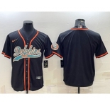 Men's Miami Dolphins Blank Black With Patch Cool Base Stitched Baseball Jersey