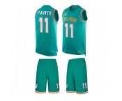Men's Nike Miami Dolphins #11 DeVante Parker Limited Aqua Green Tank Top Suit NFL Jersey