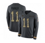 Men's Nike Miami Dolphins #11 DeVante Parker Limited Black Salute to Service Therma Long Sleeve NFL Jersey