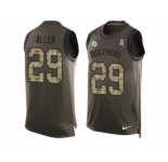 Men's Nike Miami Dolphins #29 Nate Allen Limited Green Salute to Service Tank Top NFL Jersey