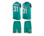 Men's Nike Miami Dolphins #31 Michael Thomas Limited Aqua Green Tank Top Suit NFL Jersey
