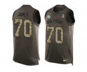 Men's Nike Miami Dolphins #70 Ja'Wuan James Limited Green Salute to Service Tank Top NFL Jersey