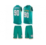 Men's Nike Miami Dolphins #90 Charles Harris Limited Aqua Green Tank Top Suit NFL Jersey
