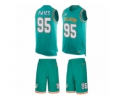 Men's Nike Miami Dolphins #95 William Hayes Limited Aqua Green Tank Top Suit NFL Jersey