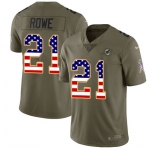Nike Dolphins #21 Eric Rowe Olive USA Flag Men's Stitched NFL Limited 2017 Salute To Service Jersey