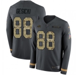 Nike Dolphins #88 Mike Gesicki Anthracite Salute to Service Men's Stitched NFL Limited Therma Long Sleeve Jersey