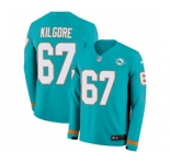 Nike Miami Dolphins #67 Daniel Kilgore Limited Aqua Therma Long Sleeve NFL Jersey