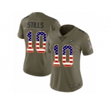 Women Nike Miami Dolphins #10 Kenny Stills Limited Olive USA Flag 2017 Salute to Service NFL Jersey