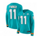 Women Nike Miami Dolphins #11 DeVante Parker Limited Aqua Therma Long Sleeve NFL Jersey