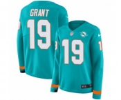 Women Nike Miami Dolphins #19 Jakeem Grant Limited Aqua Therma Long Sleeve NFL Jersey