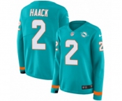 Women Nike Miami Dolphins #2 Matt Haack Limited Aqua Therma Long Sleeve NFL Jersey