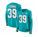 Women Nike Miami Dolphins #39 Larry Csonka Limited Aqua Therma Long Sleeve NFL Jersey