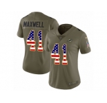 Women Nike Miami Dolphins #41 Byron Maxwell Limited Olive USA Flag 2017 Salute to Service NFL Jersey