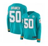 Women Nike Miami Dolphins #50 Andre Branch Limited Aqua Therma Long Sleeve NFL Jersey