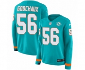 Women Nike Miami Dolphins #56 Davon Godchaux Limited Aqua Therma Long Sleeve NFL Jersey