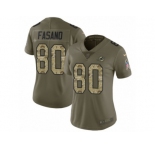 Women Nike Miami Dolphins #80 Anthony Fasano Limited Olive Camo 2017 Salute to Service NFL Jersey
