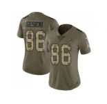 Women Nike Miami Dolphins #86 Mike Gesicki Olive Camo Stitched NFL Limited 2017 Salute to Service Jersey