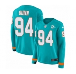 Women Nike Miami Dolphins #94 Robert Quinn Limited Aqua Therma Long Sleeve NFL Jersey