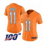 Women's Miami Dolphins #11 DeVante Parker Limited Orange Rush Vapor Untouchable 100th Season Football Jersey