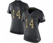 Women's Miami Dolphins #14 Ryan Fitzpatrick Limited Black 2016 Salute to Service Football Jersey