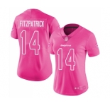 Women's Miami Dolphins #14 Ryan Fitzpatrick Limited Pink Rush Fashion Football Jersey