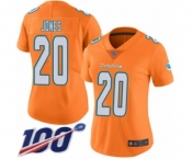Women's Miami Dolphins #20 Reshad Jones Limited Orange Rush Vapor Untouchable 100th Season Football Jersey