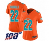 Women's Miami Dolphins #22 T.J. McDonald Limited Orange Inverted Legend 100th Season Football Jersey