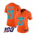 Women's Miami Dolphins #27 Kalen Ballage Limited Orange Inverted Legend 100th Season Football Jersey
