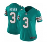 Women's Miami Dolphins #3 Josh Rosen Aqua Green Alternate Vapor Untouchable Limited Player Football Jersey