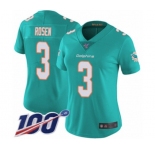 Women's Miami Dolphins #3 Josh Rosen Aqua Green Team Color Vapor Untouchable Limited Player 100th Season Football Jersey