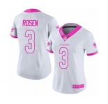 Women's Miami Dolphins #3 Josh Rosen Limited White Pink Rush Fashion Football Jersey