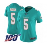 Women's Miami Dolphins #5 Jake Rudock Aqua Green Team Color Vapor Untouchable Limited Player 100th Season Football Jersey