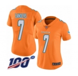 Women's Miami Dolphins #7 Jason Sanders Limited Orange Rush Vapor Untouchable 100th Season Football Jersey