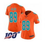 Women's Miami Dolphins #89 Dwayne Allen Limited Orange Inverted Legend 100th Season Football Jersey