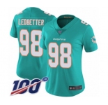 Women's Miami Dolphins #98 Jonathan Ledbetter Aqua Green Team Color Vapor Untouchable Limited Player 100th Season Football Jersey