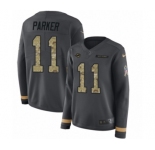 Women's Nike Miami Dolphins #11 DeVante Parker Limited Black Salute to Service Therma Long Sleeve NFL Jersey