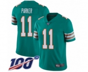 Youth Miami Dolphins #11 DeVante Parker Aqua Green Alternate Vapor Untouchable Limited Player 100th Season Football Jersey