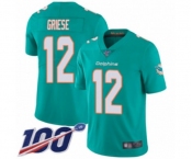 Youth Miami Dolphins #12 Bob Griese Aqua Green Team Color Vapor Untouchable Limited Player 100th Season Football Jersey