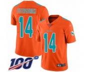 Youth Miami Dolphins #14 Ryan Fitzpatrick Limited Orange Inverted Legend 100th Season Football Jersey