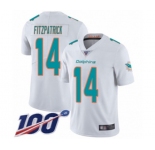 Youth Miami Dolphins #14 Ryan Fitzpatrick White Vapor Untouchable Limited Player 100th Season Football Jersey