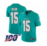 Youth Miami Dolphins #15 Albert Wilson Aqua Green Team Color Vapor Untouchable Limited Player 100th Season Football Jersey