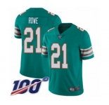 Youth Miami Dolphins #21 Eric Rowe Aqua Green Alternate Vapor Untouchable Limited Player 100th Season Football Jersey
