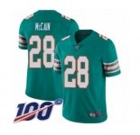 Youth Miami Dolphins #28 Bobby McCain Aqua Green Alternate Vapor Untouchable Limited Player 100th Season Football Jersey