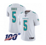 Youth Miami Dolphins #5 Jake Rudock White Vapor Untouchable Limited Player 100th Season Football Jersey