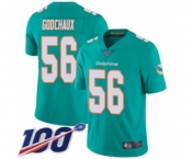 Youth Miami Dolphins #56 Davon Godchaux Aqua Green Team Color Vapor Untouchable Limited Player 100th Season Football Jersey