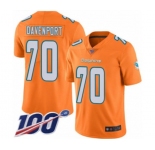 Youth Miami Dolphins #70 Julie'n Davenport Limited Orange Rush Vapor Untouchable 100th Season Football Jersey