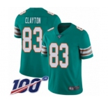 Youth Miami Dolphins #83 Mark Clayton Aqua Green Alternate Vapor Untouchable Limited Player 100th Season Football Jersey