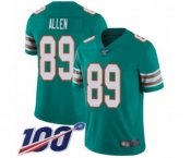 Youth Miami Dolphins #89 Dwayne Allen Aqua Green Alternate Vapor Untouchable Limited Player 100th Season Football Jersey